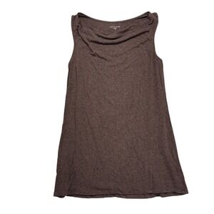 EILEEN FISHER Viscose Jersey Cowl Neck Tank Women XS Bark Heathered Brown